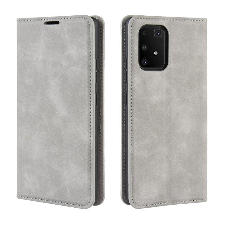 Per Galaxy A91 / M80s / S10 Lite Custodia in pelle con ventosa magnetica per affari retro-pelle con supporto e slot per schede e portafoglio, For Galaxy A91
