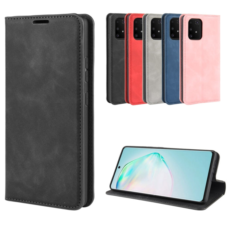 Per Galaxy A91 / M80s / S10 Lite Custodia in pelle con ventosa magnetica per affari retro-pelle con supporto e slot per schede e portafoglio, For Galaxy A91