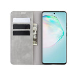 Per Galaxy A91 / M80s / S10 Lite Custodia in pelle con ventosa magnetica per affari retro-pelle con supporto e slot per schede e portafoglio, For Galaxy A91