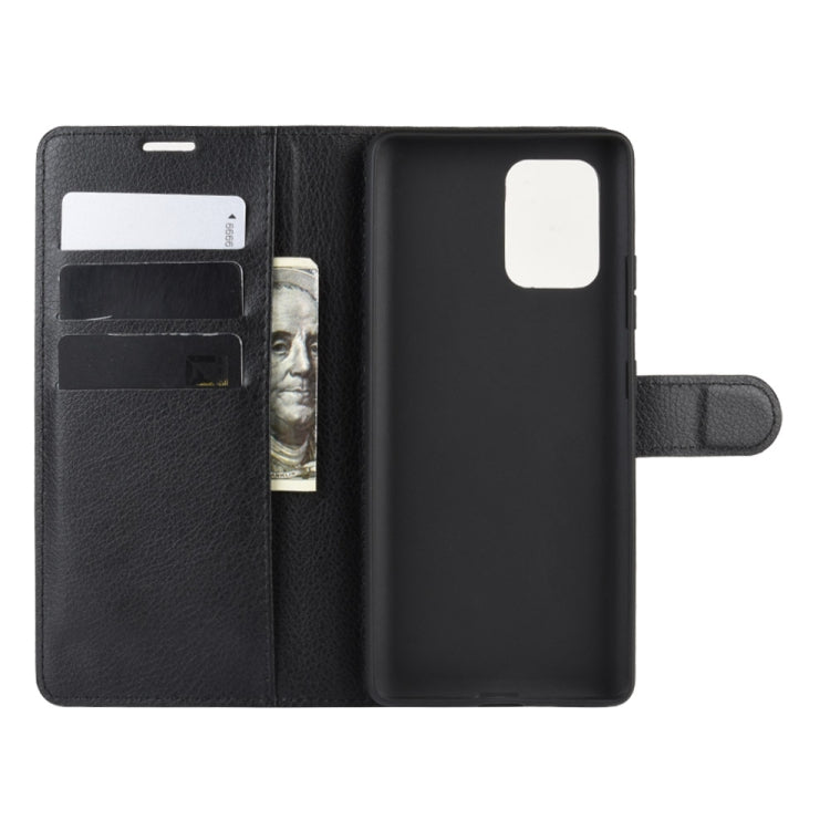 Per Galaxy A91 / M80s / S10 Lite Custodia protettiva a vibrazione orizzontale con texture Litchi con supporto e slot per schede e portafoglio, For Galaxy A91