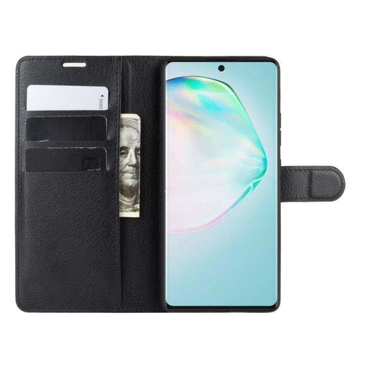 Per Galaxy A91 / M80s / S10 Lite Custodia protettiva a vibrazione orizzontale con texture Litchi con supporto e slot per schede e portafoglio, For Galaxy A91