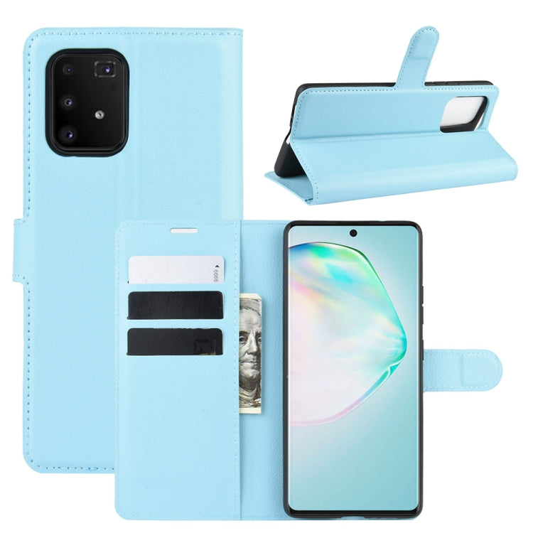 Per Galaxy A91 / M80s / S10 Lite Custodia protettiva a vibrazione orizzontale con texture Litchi con supporto e slot per schede e portafoglio, For Galaxy A91