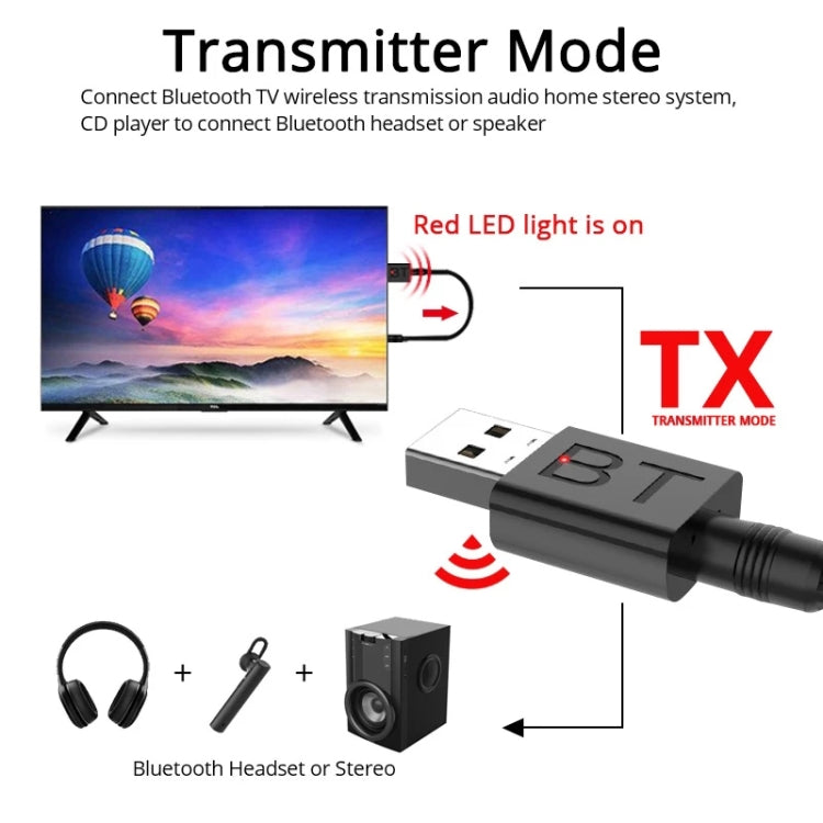 BT005 5.0 USB Ricevitore Bluetooth Amplificatore per altoparlante Audio AUX I Adattatore per stick Bluetooth stereo wireless per auto