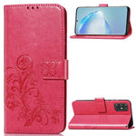 Lucky Clover Custodia in pelle con motivo a fiori pressati con supporto e fessure per carte, portafoglio e cinturino da polso, For Galaxy S20 Ultra, For Galaxy S20+, For Galaxy S20, For Galaxy A71, For Galaxy S10 Lite / A91 / M80s                      ...