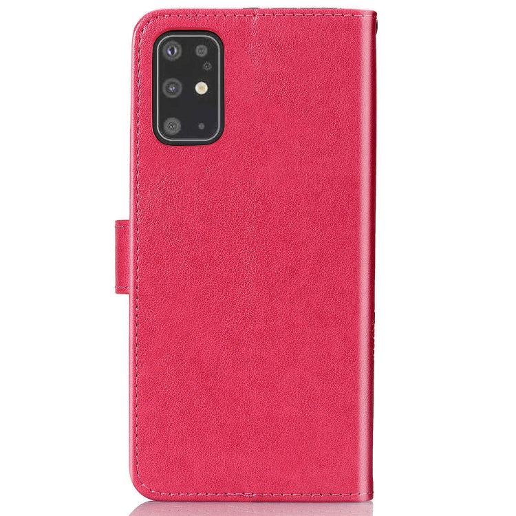 Lucky Clover Custodia in pelle con motivo a fiori pressati con supporto e fessure per carte, portafoglio e cinturino da polso, For Galaxy S20 Ultra, For Galaxy S20+, For Galaxy S20, For Galaxy A71, For Galaxy S10 Lite / A91 / M80s                      ...