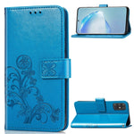 Lucky Clover Custodia in pelle con motivo a fiori pressati con supporto e fessure per carte, portafoglio e cinturino da polso, For Galaxy S20 Ultra, For Galaxy S20+, For Galaxy S20, For Galaxy A71, For Galaxy S10 Lite / A91 / M80s                      ...