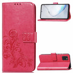 Lucky Clover Custodia in pelle con motivo a fiori pressati con supporto e fessure per carte, portafoglio e cinturino da polso, For Galaxy S20 Ultra, For Galaxy S20+, For Galaxy S20, For Galaxy A71, For Galaxy S10 Lite / A91 / M80s                      ...