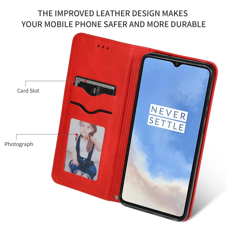 Custodia in pelle a vibrazione orizzontale magnetica per affari Retro Skin Feel, For OnePlus 7T, For OnePlus 7T Pro