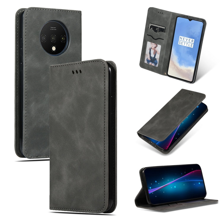 Custodia in pelle a vibrazione orizzontale magnetica per affari Retro Skin Feel, For OnePlus 7T, For OnePlus 7T Pro