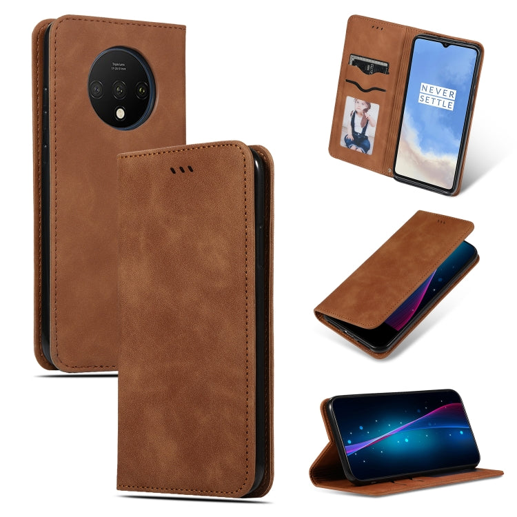 Custodia in pelle a vibrazione orizzontale magnetica per affari Retro Skin Feel, For OnePlus 7T, For OnePlus 7T Pro
