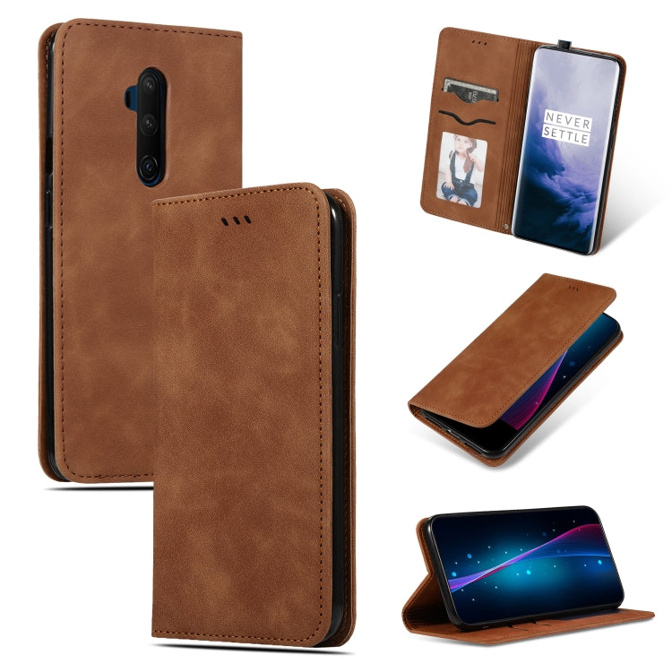 Custodia in pelle a vibrazione orizzontale magnetica per affari Retro Skin Feel, For OnePlus 7T, For OnePlus 7T Pro