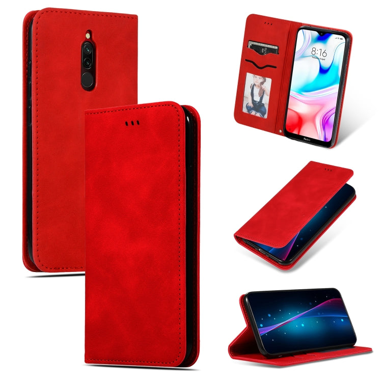 Custodia in pelle a vibrazione orizzontale magnetica per affari Retro Skin Feel, For Xiaomi Redmi 8, For Xiaomi Redmi 8A