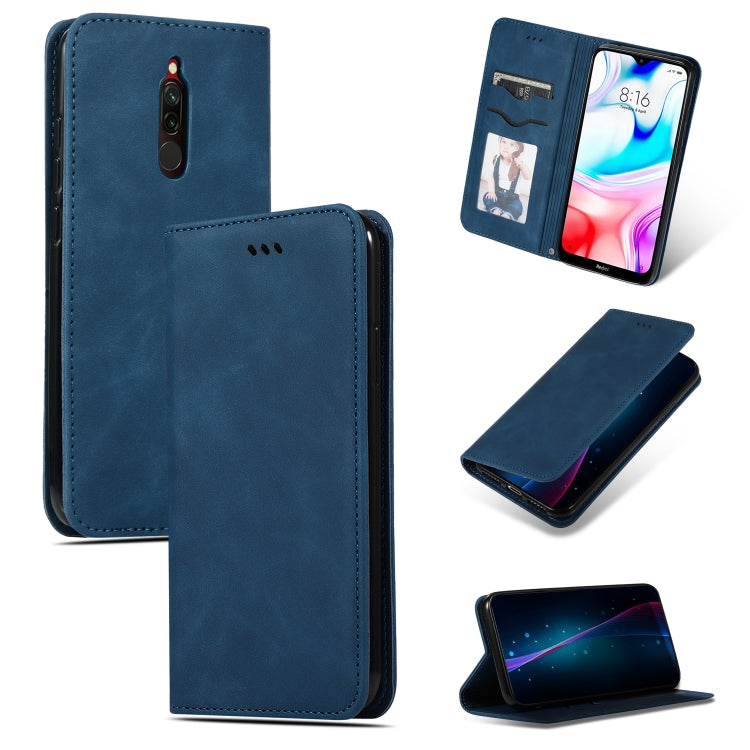 Custodia in pelle a vibrazione orizzontale magnetica per affari Retro Skin Feel, For Xiaomi Redmi 8, For Xiaomi Redmi 8A