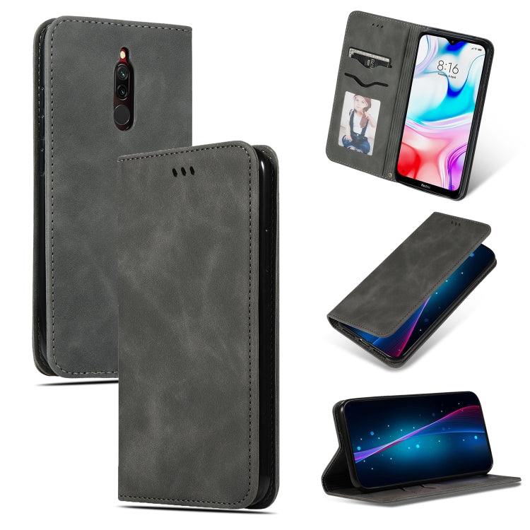 Custodia in pelle a vibrazione orizzontale magnetica per affari Retro Skin Feel, For Xiaomi Redmi 8, For Xiaomi Redmi 8A