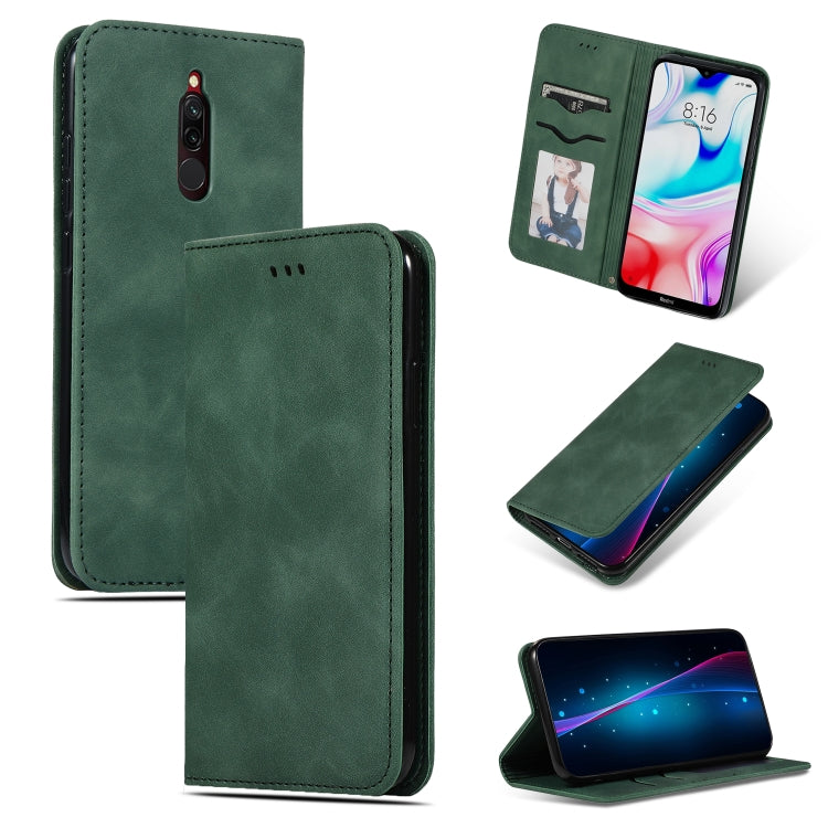 Custodia in pelle a vibrazione orizzontale magnetica per affari Retro Skin Feel, For Xiaomi Redmi 8, For Xiaomi Redmi 8A
