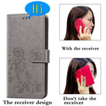 Lucky Clover Custodia in pelle con motivo a fiori pressati con supporto e fessure per carte, portafoglio e cinturino da polso, For Galaxy A21, For Galaxy A01, For Nokia 2.3