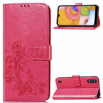 Lucky Clover Custodia in pelle con motivo a fiori pressati con supporto e fessure per carte, portafoglio e cinturino da polso, For Galaxy A21, For Galaxy A01, For Nokia 2.3