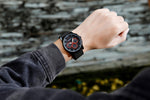 SANDA 5009 Business Fashion Orologio al quarzo da uomo impermeabile in pelle casual a tre occhi e sei aghi