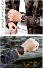 SANDA 5009 Business Fashion Orologio al quarzo da uomo impermeabile in pelle casual a tre occhi e sei aghi