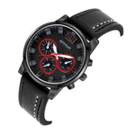 SANDA 5009 Business Fashion Orologio al quarzo da uomo impermeabile in pelle casual a tre occhi e sei aghi