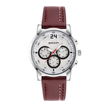 SANDA 5009 Business Fashion Orologio al quarzo da uomo impermeabile in pelle casual a tre occhi e sei aghi