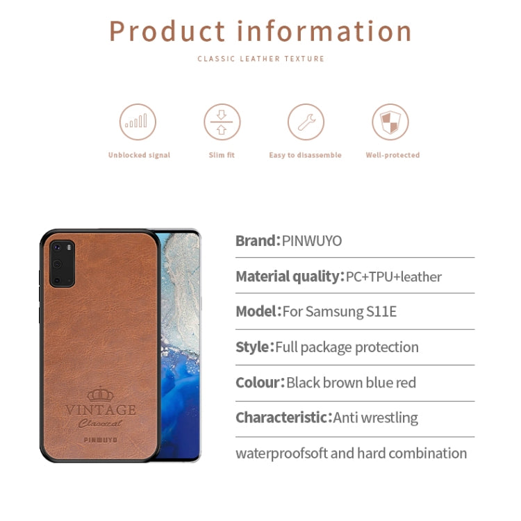 PINWUYO Pin Rui Series Pelle classica, PC + TPU + PU Guscio protettivo all-inclusive impermeabile e anti-caduta, For Galaxy S20, For Galaxy S20+
