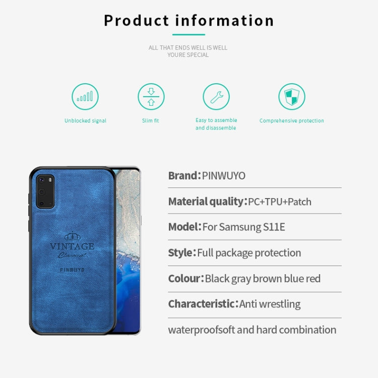 PINWUYO Zun Series PC + TPU + Skin Guscio protettivo all-inclusive impermeabile e anti-caduta, For Galaxy S20, For Galaxy S20+, For Galaxy S11e / S20