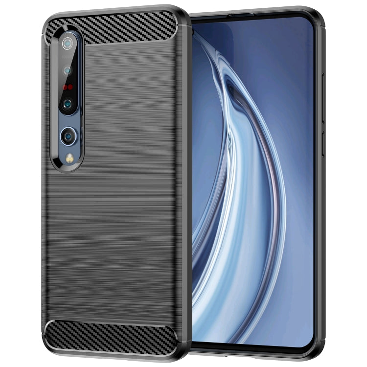 Per Xiaomi Mi 10/10 Pro Custodia in TPU in fibra di carbonio con trama spazzolata, For Xiaomi Mi 10 / 10 Pro