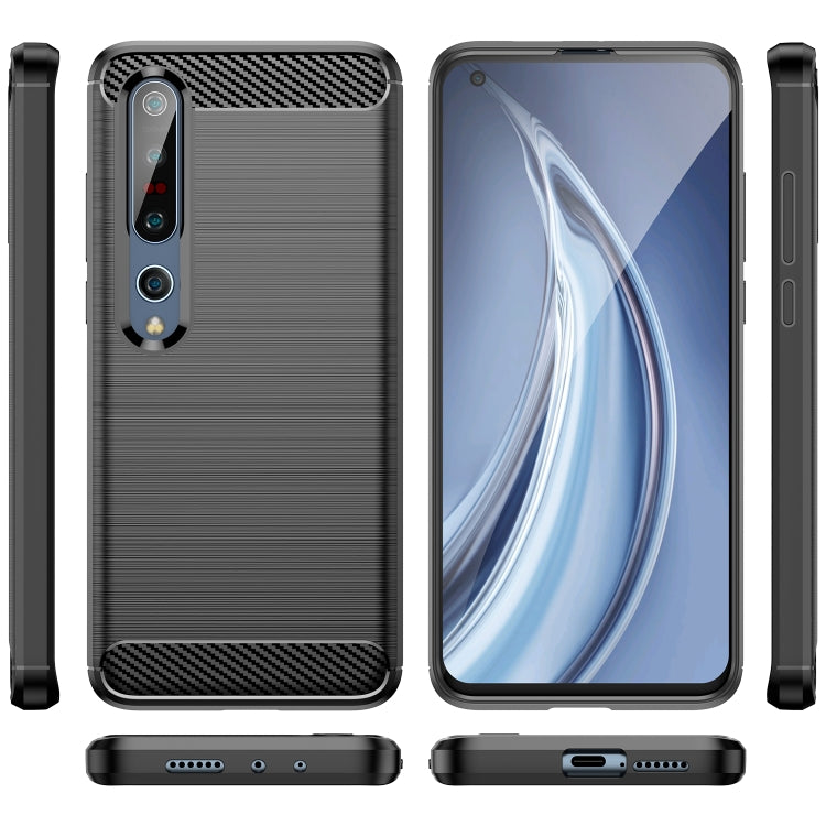 Per Xiaomi Mi 10/10 Pro Custodia in TPU in fibra di carbonio con trama spazzolata, For Xiaomi Mi 10 / 10 Pro