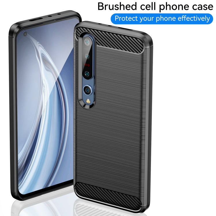 Per Xiaomi Mi 10/10 Pro Custodia in TPU in fibra di carbonio con trama spazzolata, For Xiaomi Mi 10 / 10 Pro