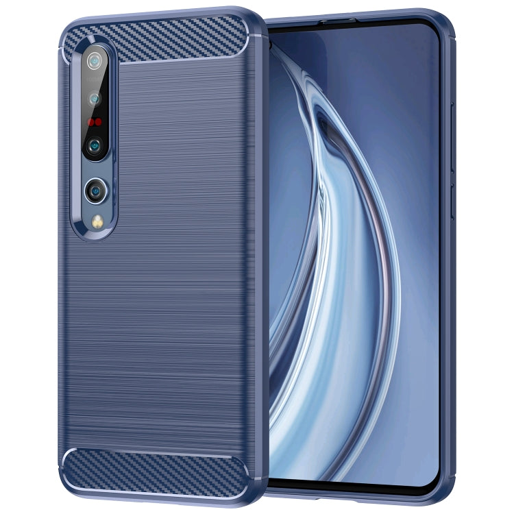 Per Xiaomi Mi 10/10 Pro Custodia in TPU in fibra di carbonio con trama spazzolata, For Xiaomi Mi 10 / 10 Pro