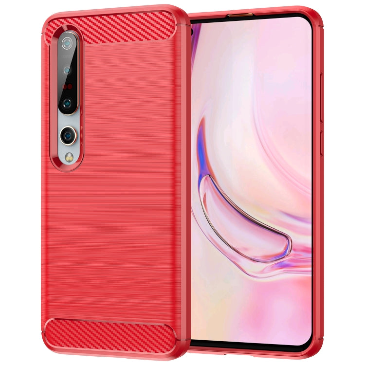 Per Xiaomi Mi 10/10 Pro Custodia in TPU in fibra di carbonio con trama spazzolata, For Xiaomi Mi 10 / 10 Pro