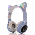 Cute Cat Ear Cuffie Bluetooth 5.0 Cuffie stereo wireless on-ear pieghevoli Cuffie con microfono / Luce LED / Radio FM / Scheda TF