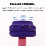 Cute Cat Ear Cuffie Bluetooth 5.0 Cuffie stereo wireless on-ear pieghevoli Cuffie con microfono / Luce LED / Radio FM / Scheda TF