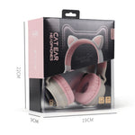 Cute Cat Ear Cuffie Bluetooth 5.0 Cuffie stereo wireless on-ear pieghevoli Cuffie con microfono / Luce LED / Radio FM / Scheda TF