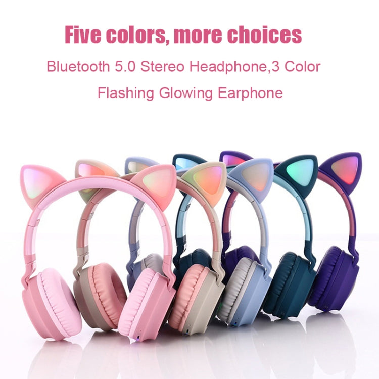 Cute Cat Ear Cuffie Bluetooth 5.0 Cuffie stereo wireless on-ear pieghevoli Cuffie con microfono / Luce LED / Radio FM / Scheda TF