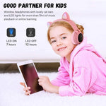 Cute Cat Ear Cuffie Bluetooth 5.0 Cuffie stereo wireless on-ear pieghevoli Cuffie con microfono / Luce LED / Radio FM / Scheda TF
