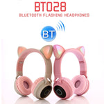 Cute Cat Ear Cuffie Bluetooth 5.0 Cuffie stereo wireless on-ear pieghevoli Cuffie con microfono / Luce LED / Radio FM / Scheda TF