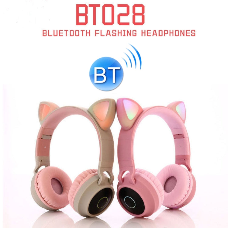 Cute Cat Ear Cuffie Bluetooth 5.0 Cuffie stereo wireless on-ear pieghevoli Cuffie con microfono / Luce LED / Radio FM / Scheda TF