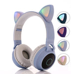 Cute Cat Ear Cuffie Bluetooth 5.0 Cuffie stereo wireless on-ear pieghevoli Cuffie con microfono / Luce LED / Radio FM / Scheda TF