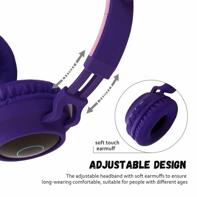 Cute Cat Ear Cuffie Bluetooth 5.0 Cuffie stereo wireless on-ear pieghevoli Cuffie con microfono / Luce LED / Radio FM / Scheda TF