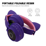 Cute Cat Ear Cuffie Bluetooth 5.0 Cuffie stereo wireless on-ear pieghevoli Cuffie con microfono / Luce LED / Radio FM / Scheda TF