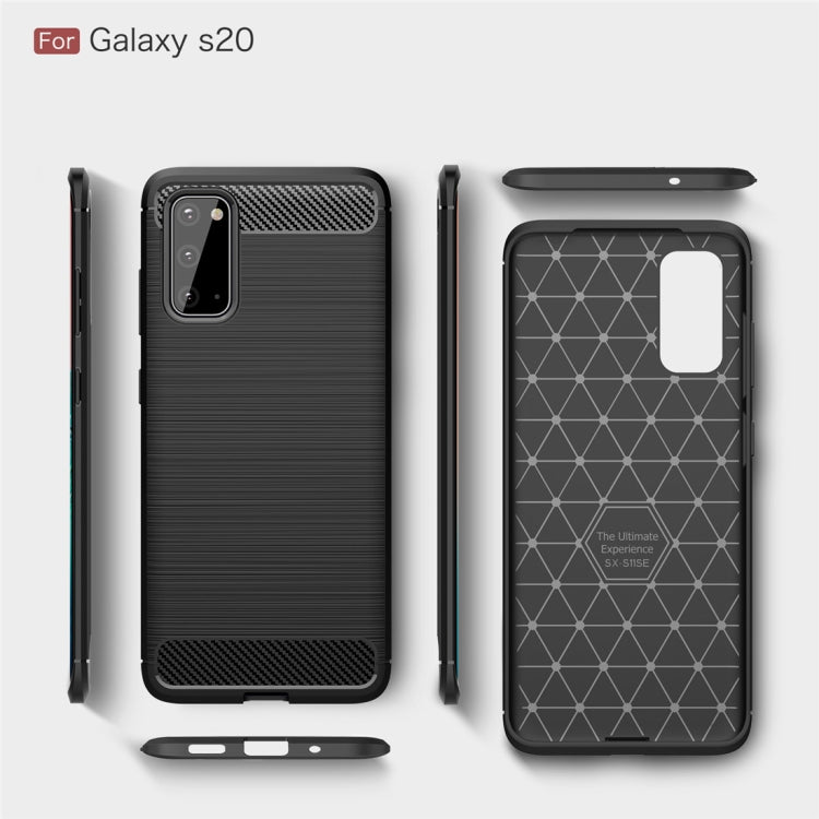 Custodia in TPU in fibra di carbonio con trama spazzolata per Galaxy S20, For Galaxy S20