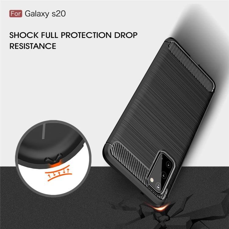 Custodia in TPU in fibra di carbonio con trama spazzolata per Galaxy S20, For Galaxy S20