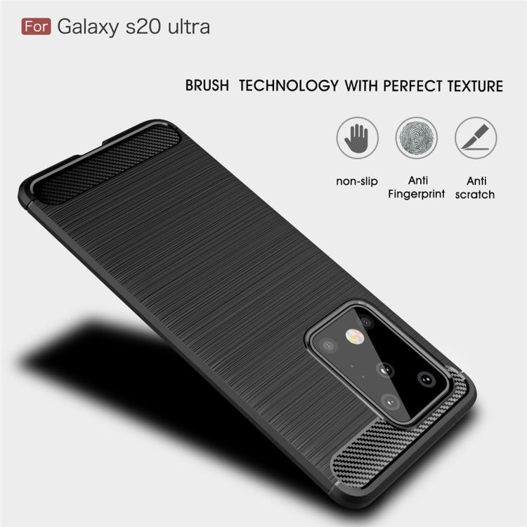 Custodia in TPU in fibra di carbonio con trama ultra spazzolata per Galaxy S20, For Galaxy S20 Ultra