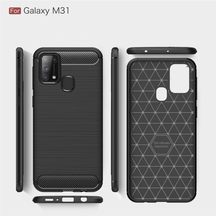 Custodia in TPU in fibra di carbonio con trama spazzolata per Galaxy M31