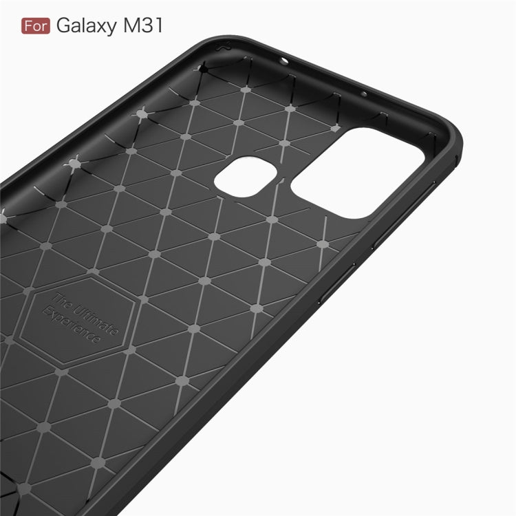 Custodia in TPU in fibra di carbonio con trama spazzolata per Galaxy M31