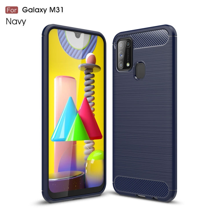 Custodia in TPU in fibra di carbonio con trama spazzolata per Galaxy M31