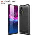 Custodia in TPU per Motorola Moto Edge Plus in fibra di carbonio spazzolata, For Motorola Moto Edge Plus 2020