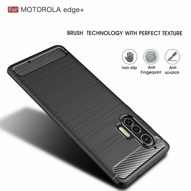 Custodia in TPU per Motorola Moto Edge Plus in fibra di carbonio spazzolata, For Motorola Moto Edge Plus 2020